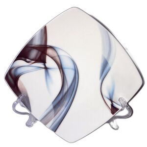 MIKASA Kya Square Salad Plate White Smokey Gray Purple Blue 8 inches